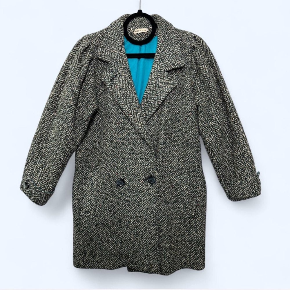 Classic Herringbone Women's Coat Vintage Old Money Winter‎ Tweed